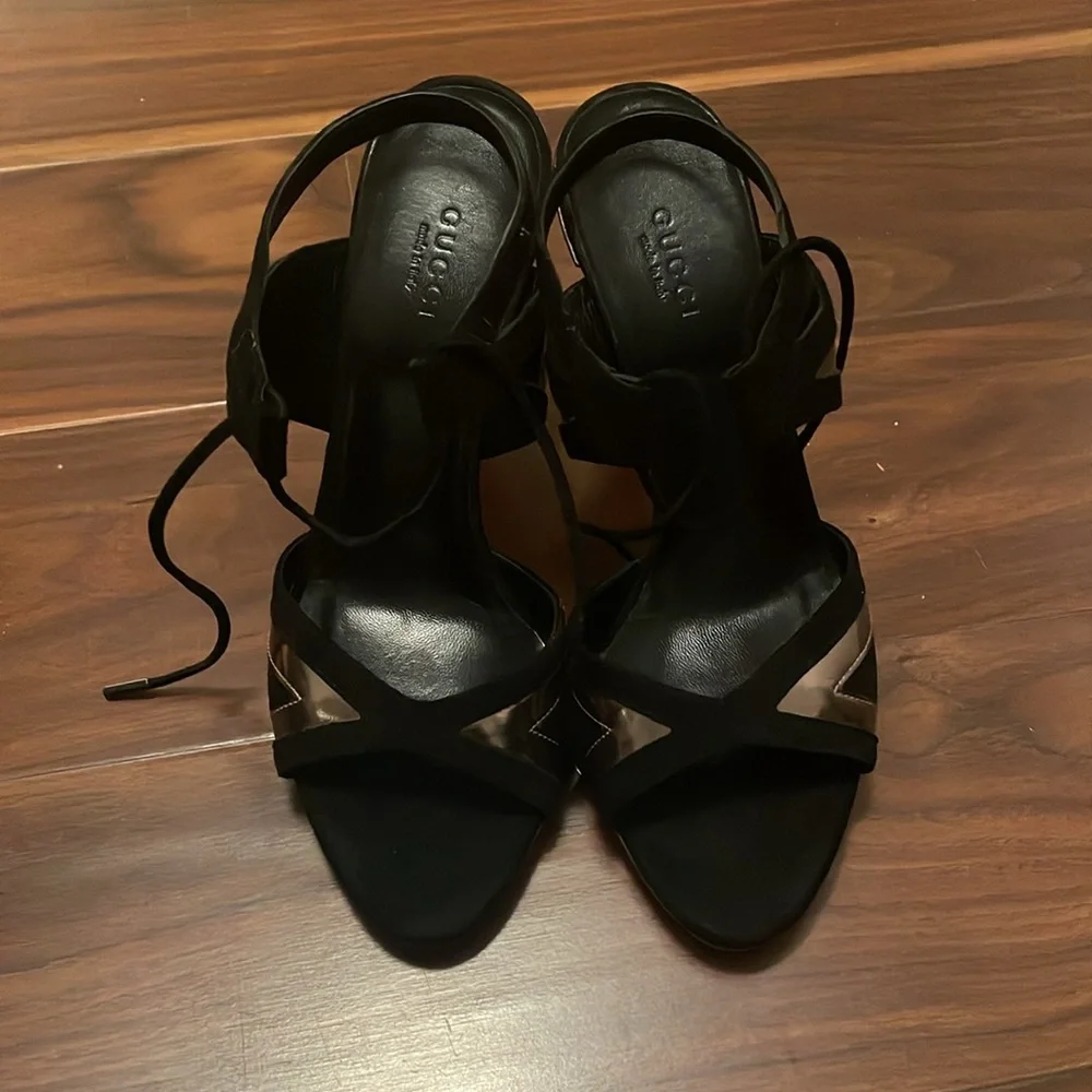 Gucci Black and Gold Heel Sandal size 6.5 - Picture 2 of 11